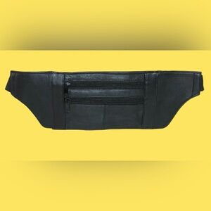 Leather Undergarment Travel black Waist Pouch